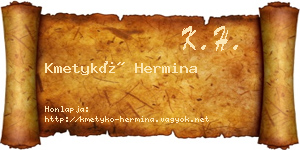Kmetykó Hermina névjegykártya